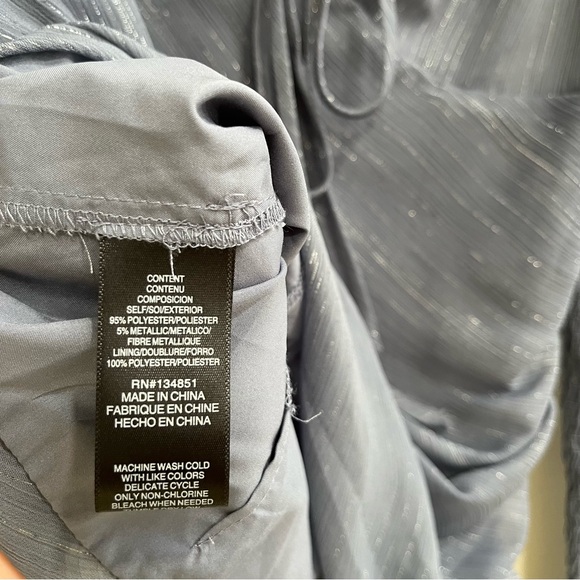 Wayf Chiffon Top Puffed Sleeve Metallic Fairy Whimsy Goth Smocked Milkmaid 6 - Picture 12 of 13